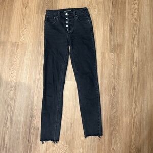 Denim Forum Yoko High Rise Slim Frayed Black jeans size 24